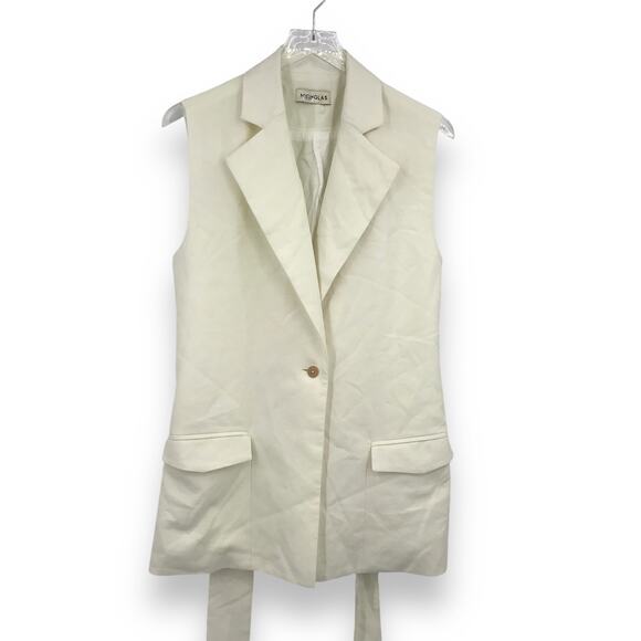 Nicholas Jennifer Vest 0 Sleeveless Button Front Belted Waist Pocket Collar - Picture 3 of 11